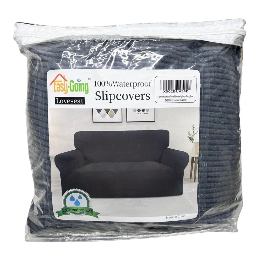Easy-Going 100% Waterproof Couch Cover Set – Sofa & Loveseat in Dark Gray
